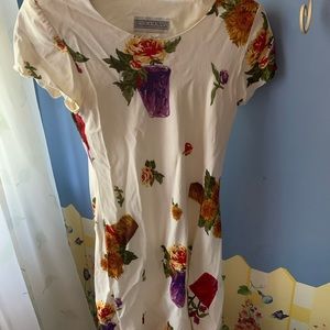 vintage garden themed white dress